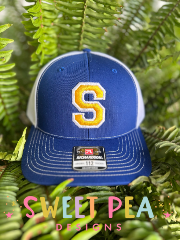 Single Letter 3D Puff Embroidery Hat (Gold/White)