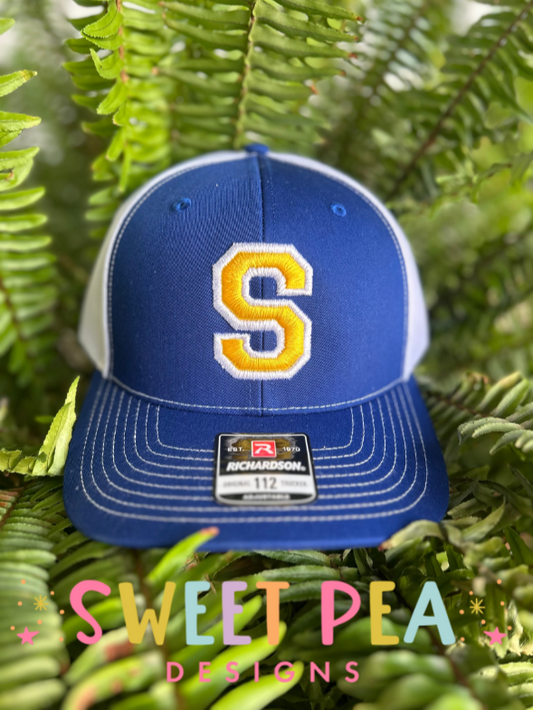 Single Letter 3D Puff Embroidery Hat (Gold/White)