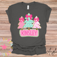 Personalized Pink Christmas Tree Tee (Youth)