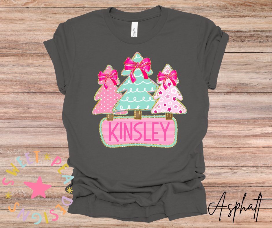 Personalized Pink Christmas Tree Tee (Youth)