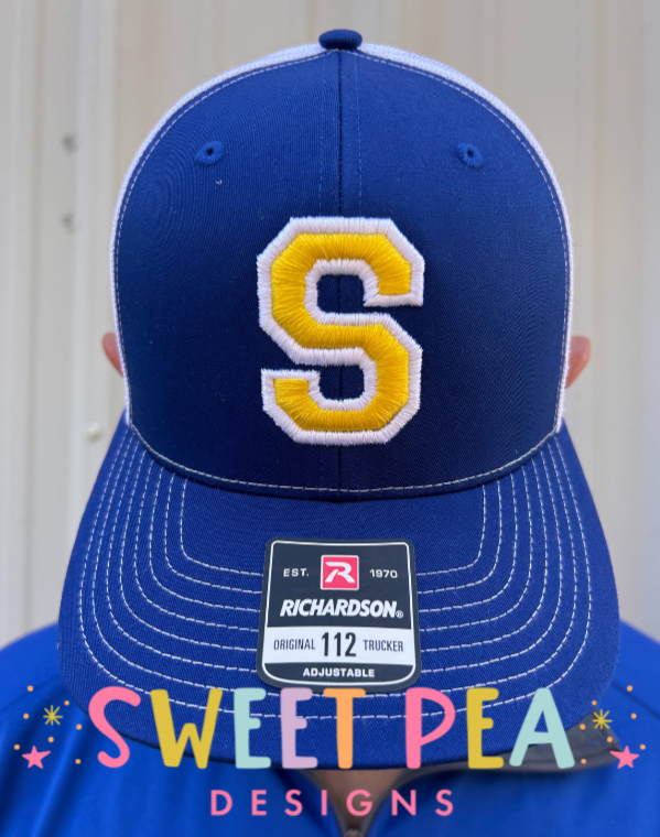 Single Letter 3D Puff Embroidery Hat (Gold/White)
