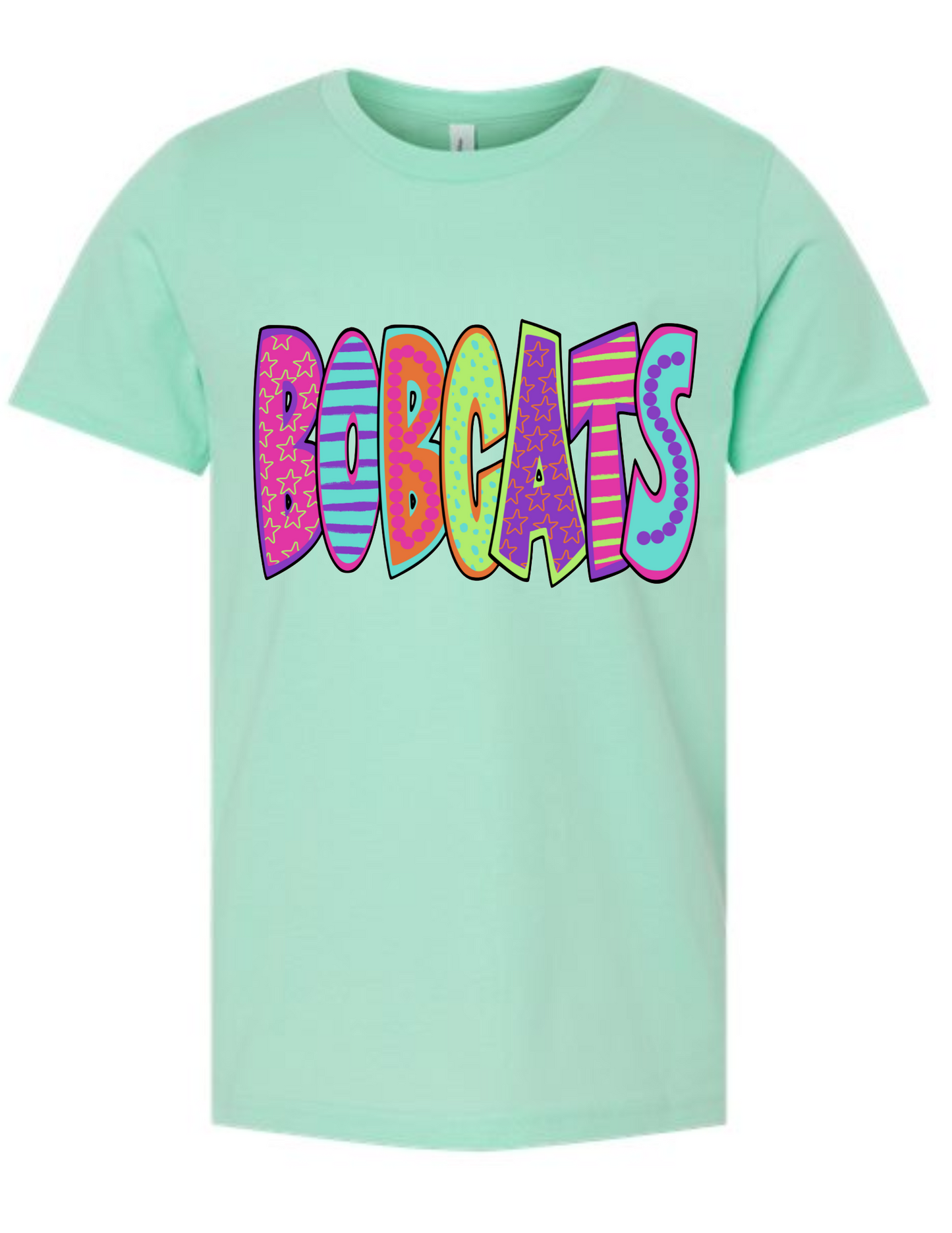 Bobcat Multi Color Bubble Letters