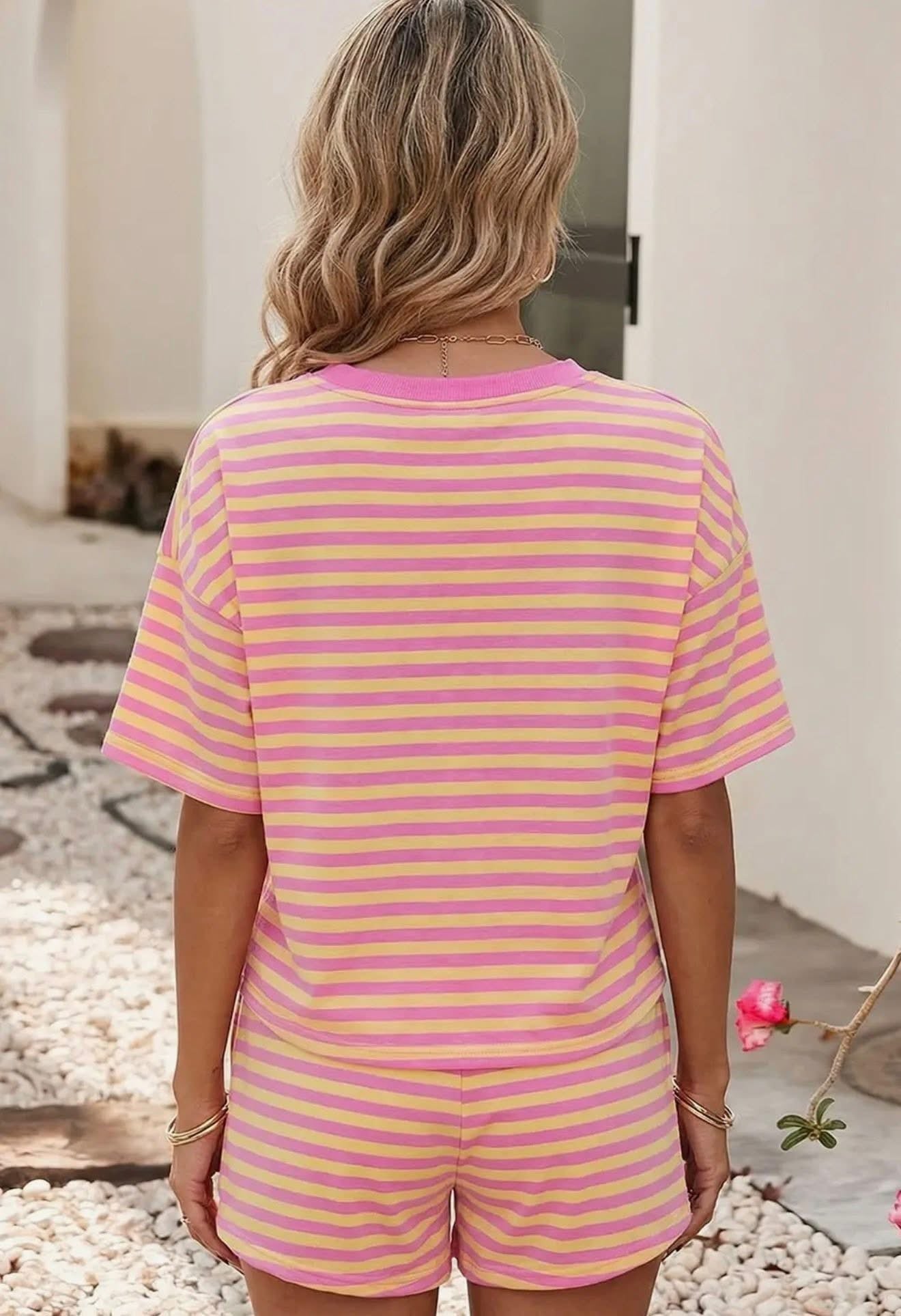Striped Boxy Tee Short Set