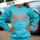 BLUE/ORANGE PUFF SWEATSHIRT