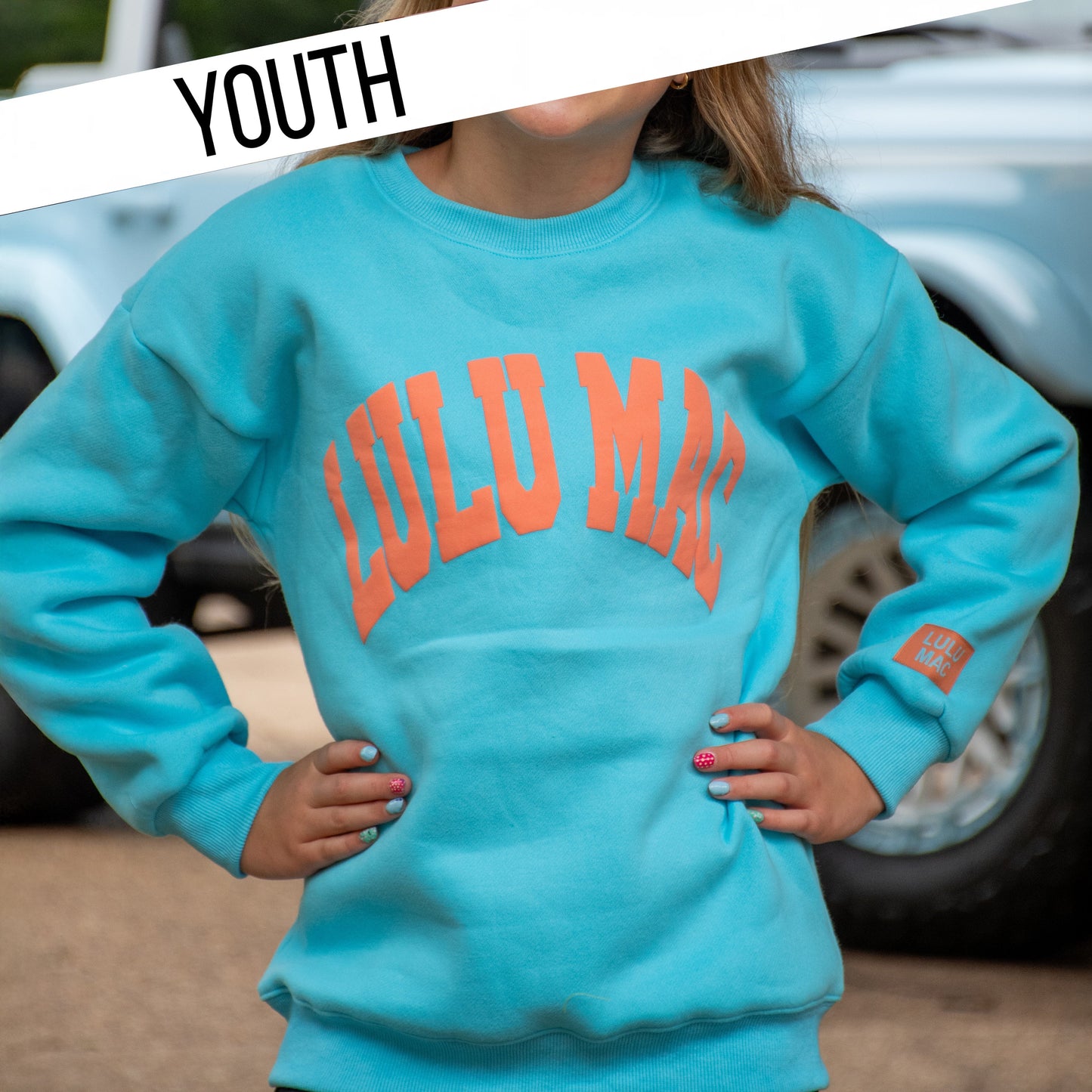 BLUE/ORANGE PUFF SWEATSHIRT