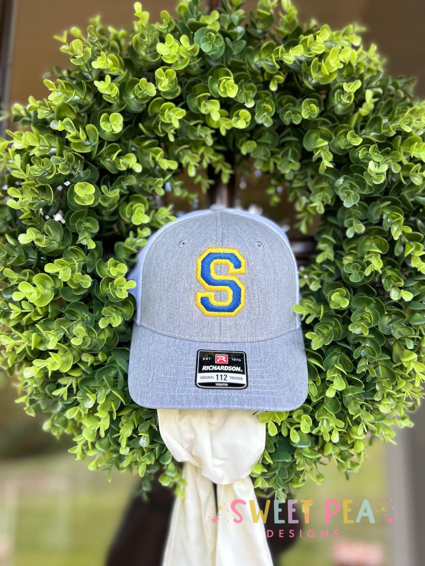 Single Letter 3D Puff Embroidery Hat (Royal/Gold)