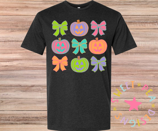 Colorful Jack-O- Lantern Pumpkins on Vintage Black