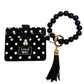 BEADED WRISTLET ID WALLETT BLACK/WHITE DOT