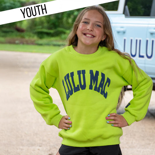 KD-SW-1007 YOUTH CHARTREUSE/DEEP BLUE PUFF SWEATSHIRT
