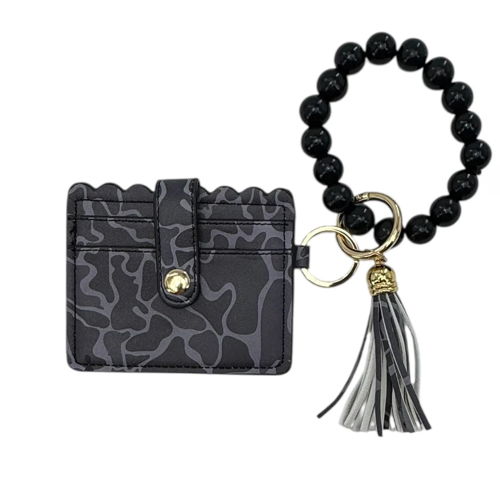 BEADED WRISTLET ID WALLETT BLACK CAMO